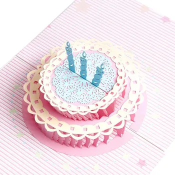 

3D Laser Cut Happy Birthday Postcards Craft Paper Greeting Cards Thank You Gift Message Cards 3pcs