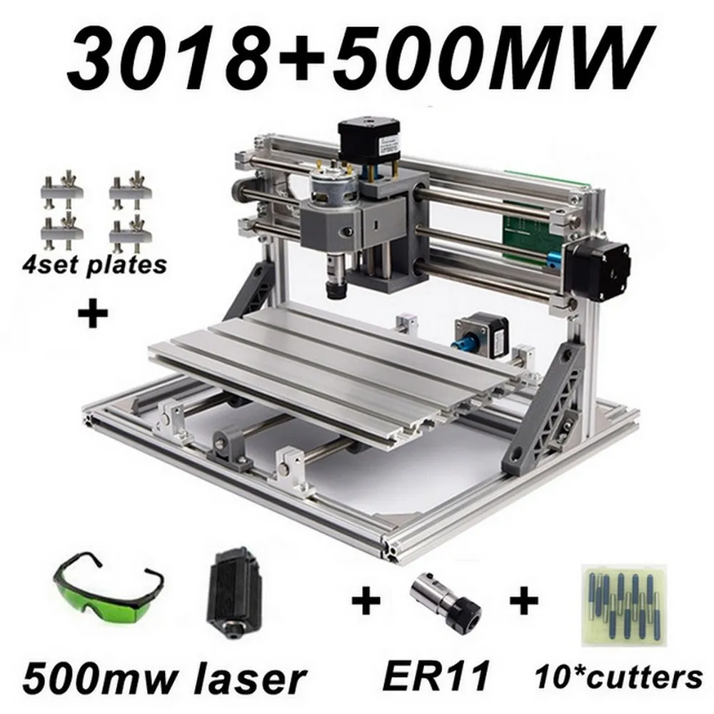 CNC3018 деревянный маршрутизатор гравировальный станок ER11 с 500 МВт 2500 мвт 5500 МВт головкой GRBL PCB фрезерный станок для резьбы по дереву DIY мини ЧПУ - Цвет: CNC3018 with 500mw