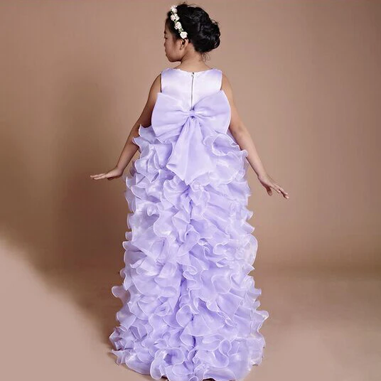2016 spring summer front short tail long wedding flower princess dress for 2 7 child girl