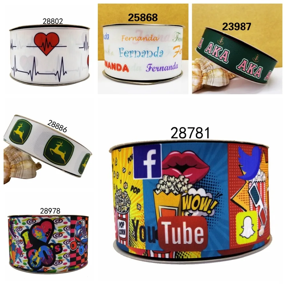 

Free shipping 50 yard cartoon printed grosgrain ribbon 28781