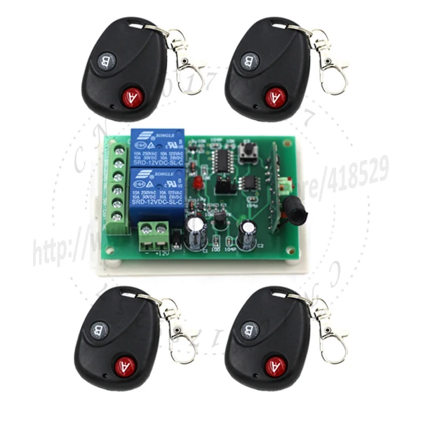 

DC12V 2 channel rf transmitter receiver wireless 315/433mhz controller learning code wall remote control gsm switch SKU: 5085