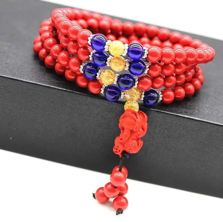 

Natural cinnabar bracelets multi-layer lucky bracelets beads national wind bracelet jewelry