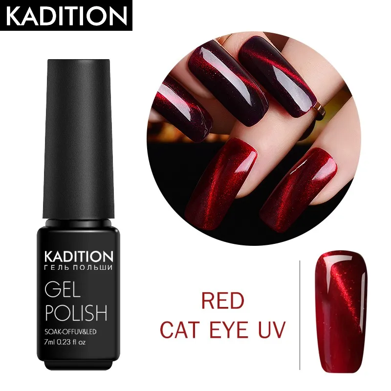 

KADITION New 7ML Red 3D Cat's Eye Gel Lacquer Lucky 24 Color Magnet Gel Nail Polish Soak Off UV Glittering All Manicure Varnish