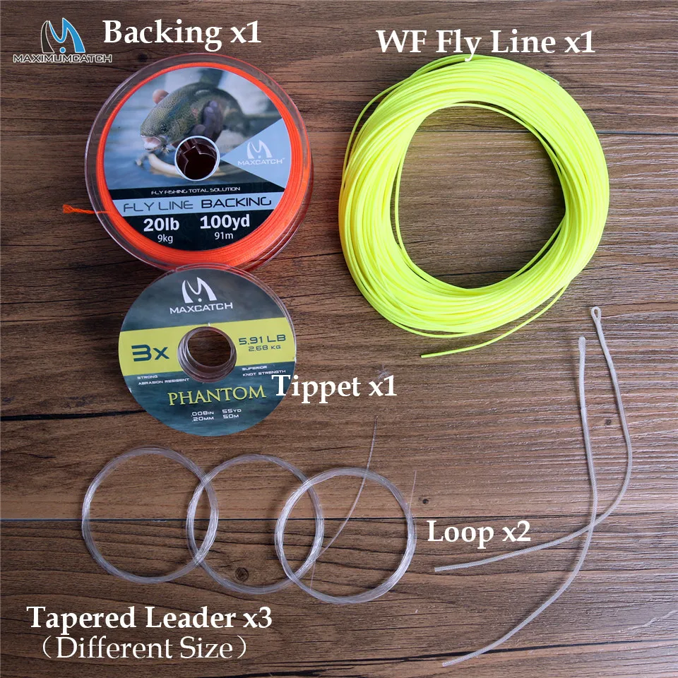 Ceny Maximumcatch 100FT 1 10wt Fly Fishing Line Combo waga naprzód pływająca żyłka i linka pomocnicza i Tippet i lider i złącze przelotowe