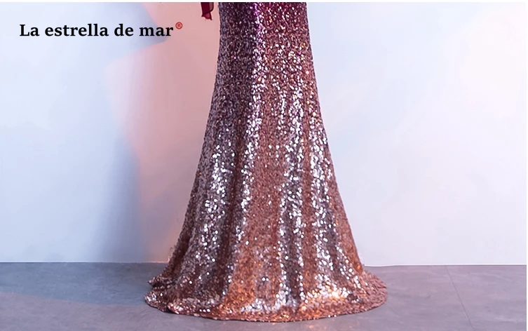 Vestido madrinha 2018 Новый одно плечо кисточкой градиент блесток бордовый темно-синий Сексуальная Русалка платье для свадьбы Вечерние длинные