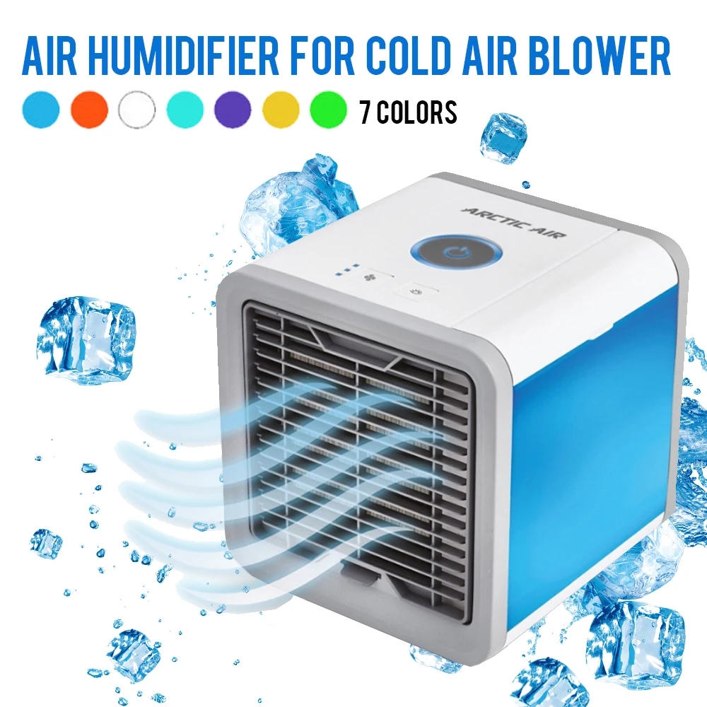 

USB Mini Portable Air Conditioner Humidifier Purifier 7 Colors Light Desktop Air Cooling Fan Air Cooler Fan for Office Home Usb