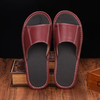 

STONE VILLAGE High Quality Summer Non-Slip Indoor Home Slippers Couple Leather Slippers Shoes Women Slipper Large Size 35-44