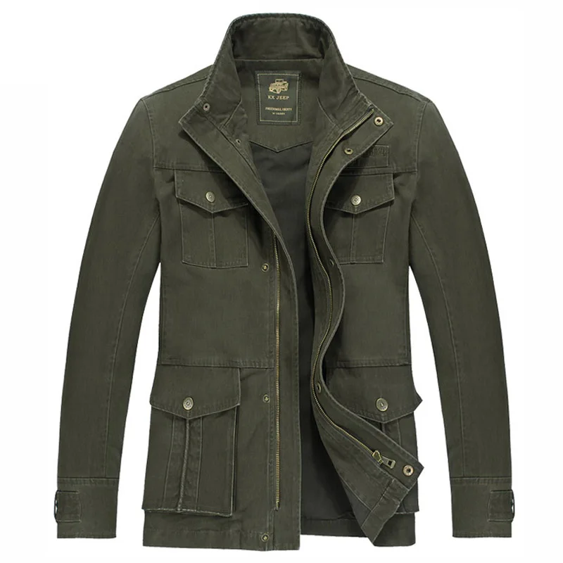 Men Winter Fashion Casual Jacket Long Coat Men's Khaki Military