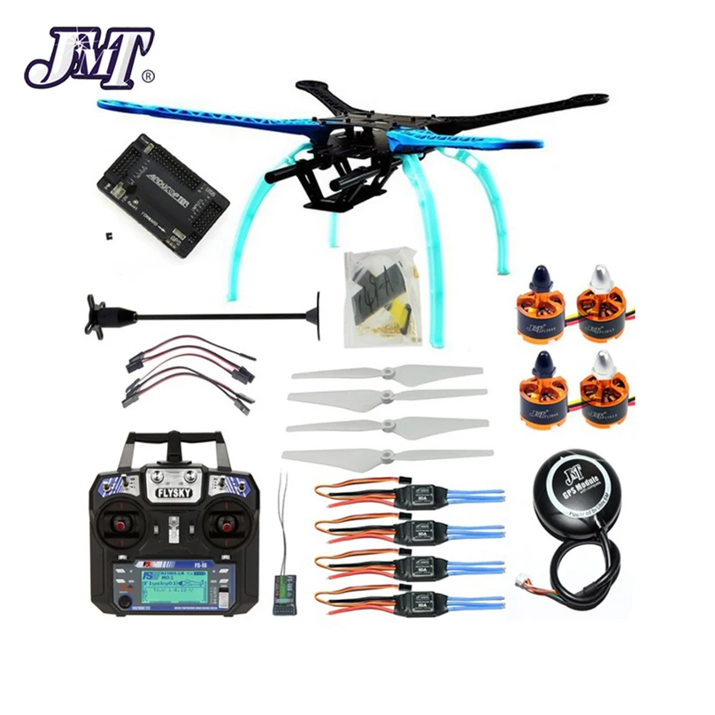 

JMT RC Drone Quadrocopter 4-axle Aircraft Kit 500mm Multi-Rotor Frame 6M GPS APM2.8 Flight Control Flysky FS-i6 Transmitter