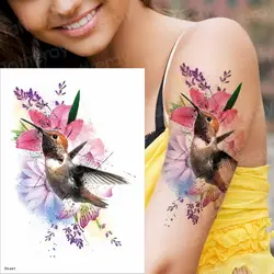 Водные Цвета Колибри временные фальшивые татуировки боди-арт стикер водонепроницаемый ручная птица татуировка для женщин рука Мужская