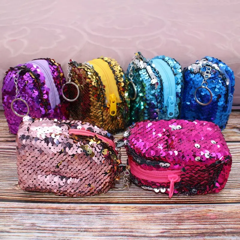 

2019 New Fashion Women Mini Wallet Reversible Sequin Hand Holding Purse Credit Card Holder Organizer BS88