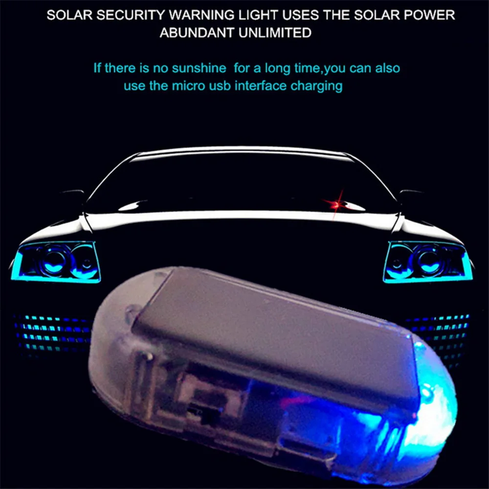 

kebedemm Car Atmosphere Lamp Led Light Security System Warning Theft Flash Blinking Fake Solar Car Alarm LED Light