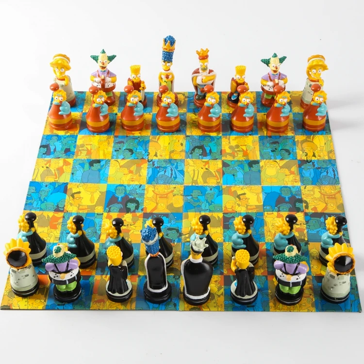 Симпсон Гомер Барт кукла шахматы набор игривый Цвет игра-головоломка персонаж мультфильма Детский Шахматный набор Рождественский подарок ребенку