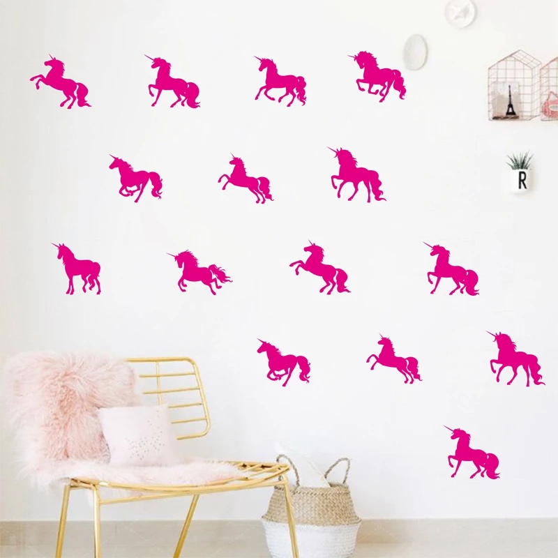 16Pcs Cartoon Little Unicorns Wall Stickers Wall Decal , DIY Variety