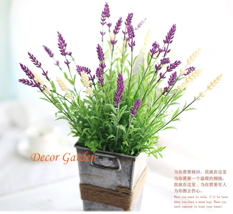 4Color Single Artificial Silk Lavender Lavandula Angustifolia Green Plant Grass For DIY Flower Bouquet Home Wedding Decoration | Дом и сад