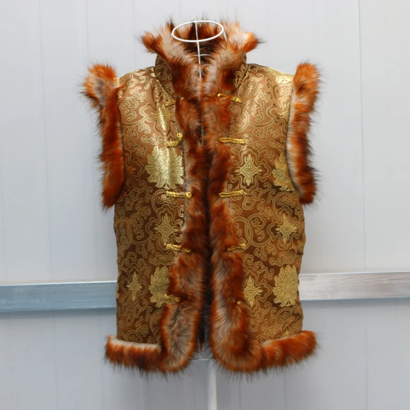 Осеннее и зимнее Мужское пальто из искусственного меха, короткий жилет из лисьего меха, меховой жилет, Ретро стиль, местный богатый владелец, Kang Shoutang, одежда для выступлений