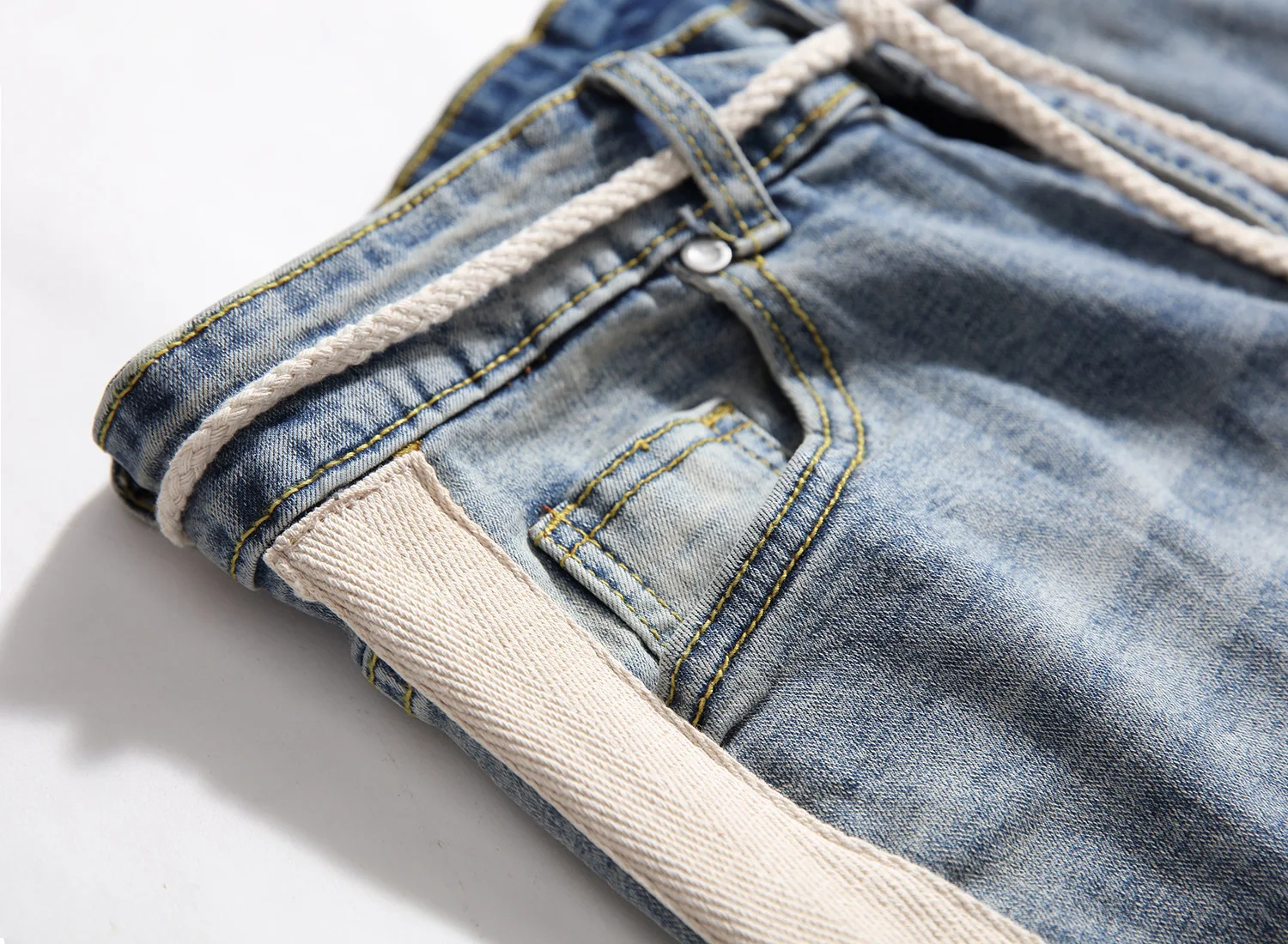 2019 High Street ретро белая полоса колено повреждения отверстие старый отделка боковая молния little foot джинсы спандекс мужские узкие джинсы