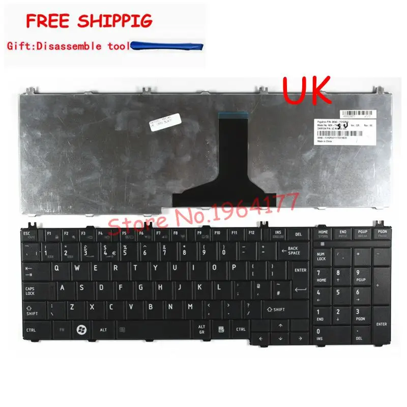 Для ноутбука Toshiba Satellite Pro C650 C655 C655D C660 C670 L650 L655 L670 L675 L750 L755 l755d Клавиатура ноутбука Великобритании(ГБ) на английском языке