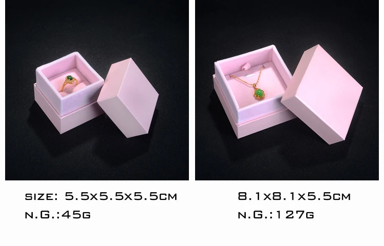 Розовый цвет роскошный бархат Ювелирное кольцо коробка Пользовательский логотип