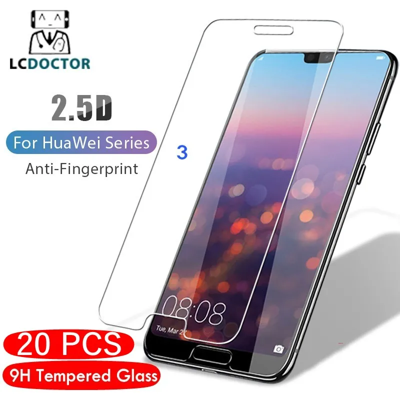 Закаленное стекло 20 шт./лот для Huawei Ascend Honor V20 V10 play P Smart 2019 Mate 30 10 Pro Lite Защитная