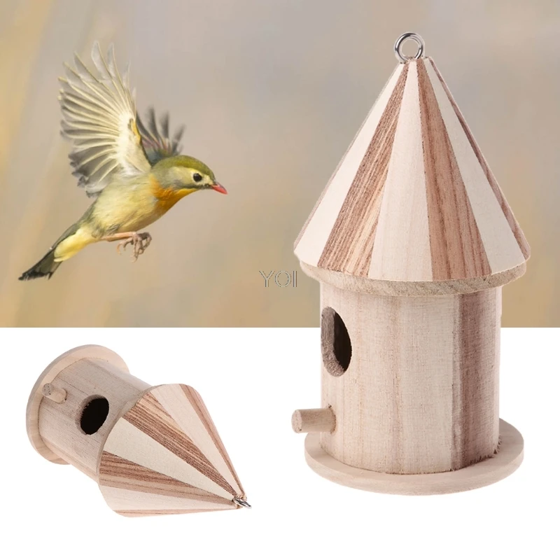 

New Wooden Nesting Nest Box Bird Cage House Small Birds Blue Tit Wren