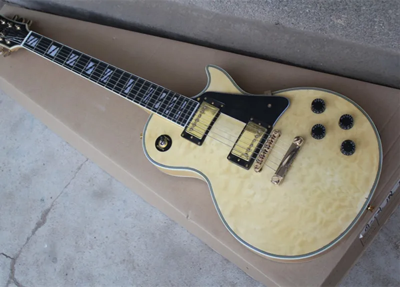 Light Yellow Electric Guitar with Rosewood Fingerboard,Clouds Lines
