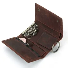 5 шт./партия, женская кожаная сумка для ключей, мужской брелок, винтажный держатель для ключей, натуральная кожа, Автомобильный ключ, бумажник ключница с отделением для монет