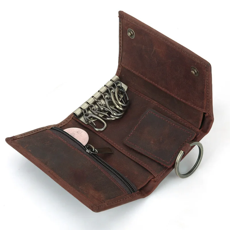 

5 pieces/lot Women Leather Key Bag Men Keychain Vintage Key Holder Genuine Leather Car Key Wallet Housekeeper With Coin Bag