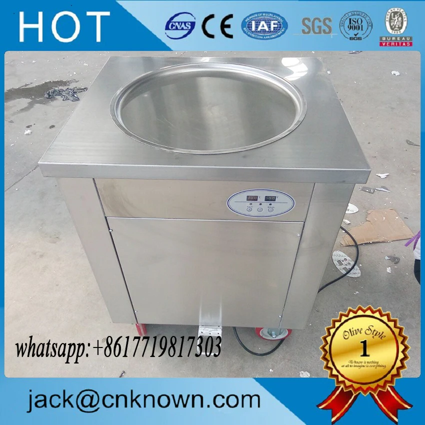 

The cheapest RL-1DA Japanese compressor mini single 450mm round pan fried ice cream machine with Defrost pedals