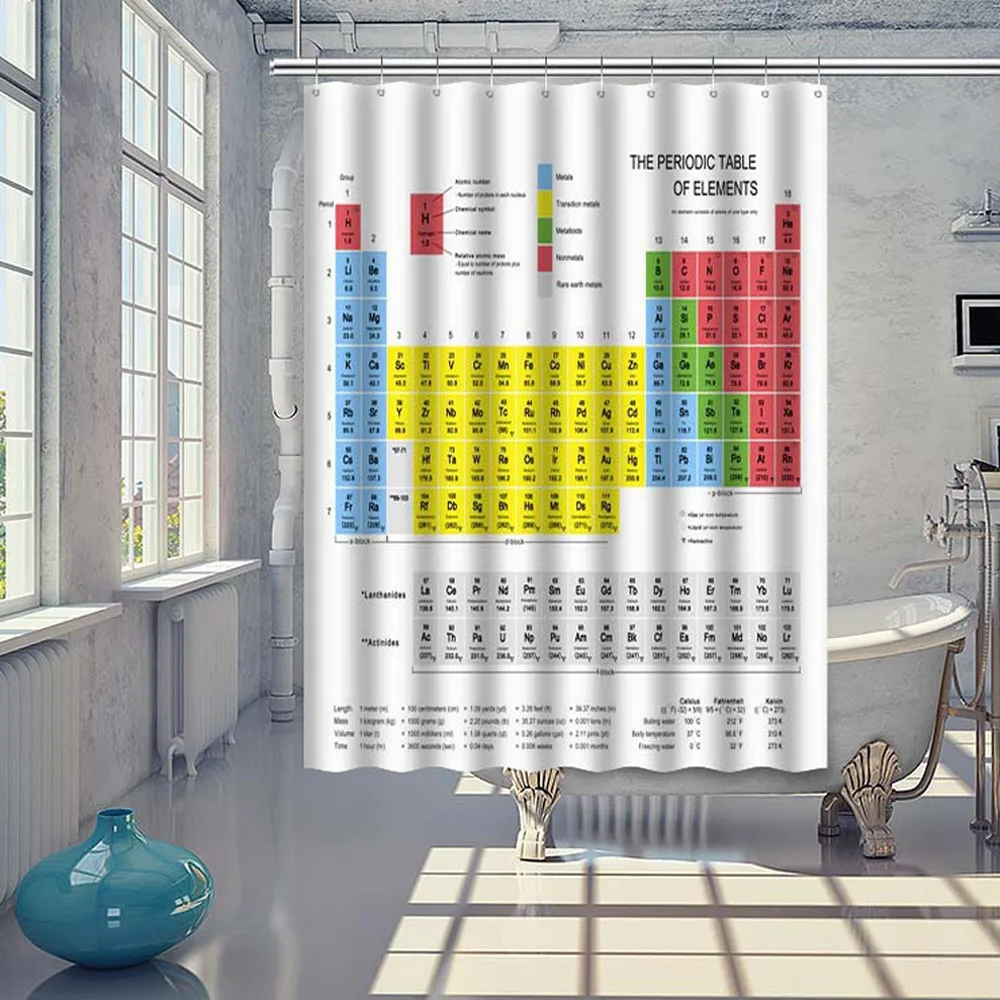 

70*70inch Periodic Table of Elements Chemistry Shower Curtain With Hooks Dropshipping Sep20