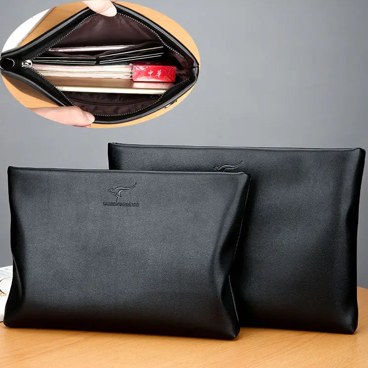 

CROSHO Soft Leather Kangaroo Hand Bags Men's Envelope Bag Fashion on Wallet Large Capacity Business Leisure Folder Bag