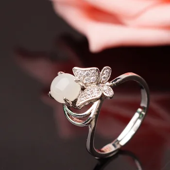 

2020 New Real Women Alexandrite Anel Feminino Pure Hetian Certificate First Hand Semicircle Breadwinners Female Butterfly