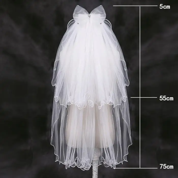 FORSEVEN цветок Девушки Дети Многослойные Стразы с бантом свадебное платье вуаль для волос гребень Свадебные украшения волос аксессуары