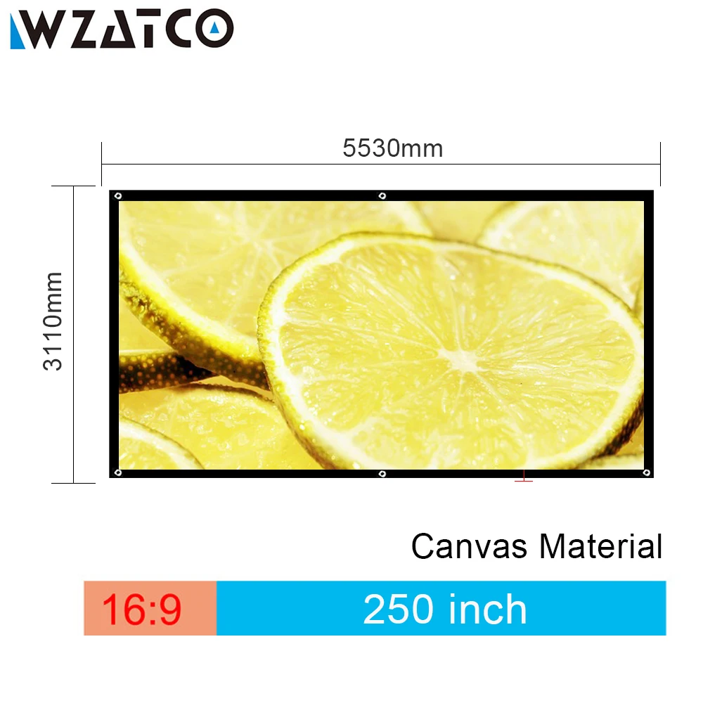 

WZATCO Wholesale Large Size Projector Screen 250 inch 16:9 Canvas Fabric Projection Screen Without Frame For Cinema Freeshipping