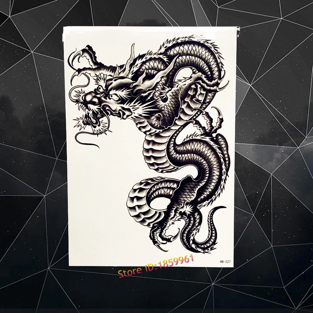 Tatouage Dragon Ball Noir Et Blanc Faux Tatouage Autocollant Mural Motif Dragon Ball, Spray Noir Cool,  Imperméable, 21x15cm, 3d, Pâte De Tatouage Par Transfert D'eau Pour Hommes,  Diy Bricolage - Temporaire Tatouages - AliExpress