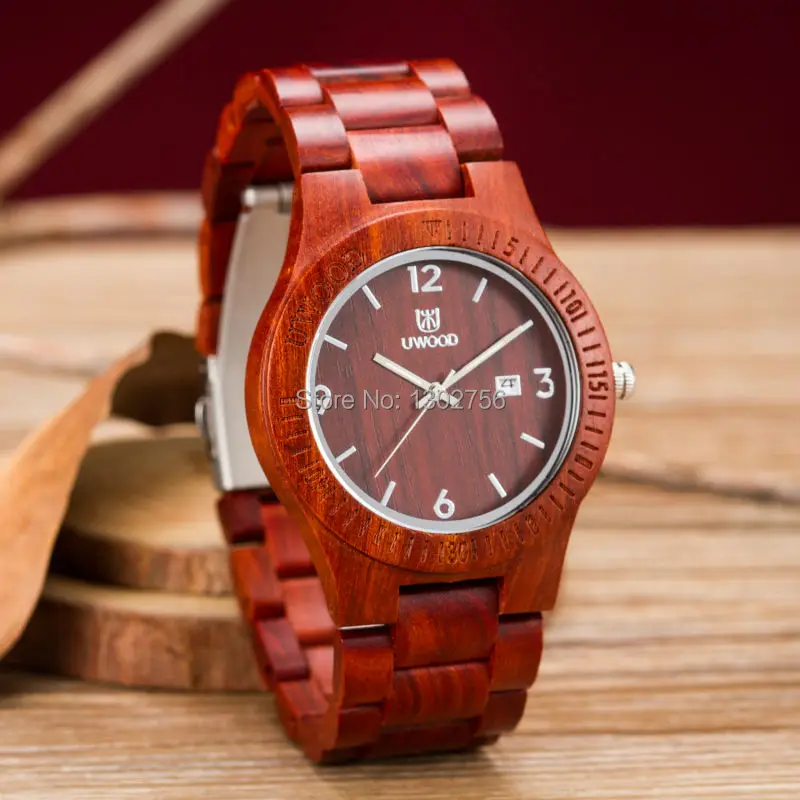 Uwood Luxury Brand New Style Red Sandal font b Wooden b font font b Watch b