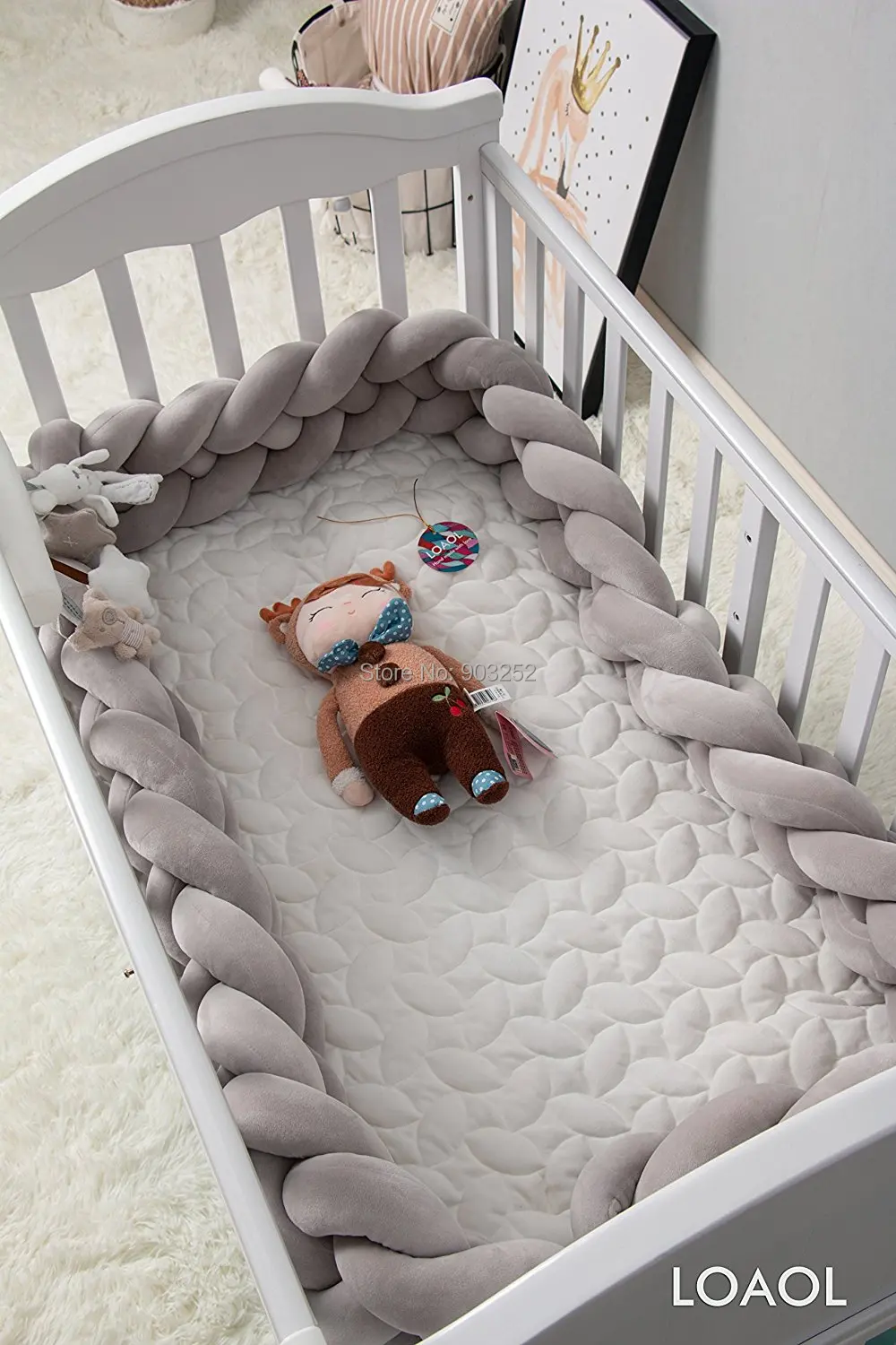 200 см x 17 см детская кроватка бампер завязанная узлом, заплетенная плюшевая детская колыбель декор для новорожденных Подарочная Подушка детская кровать спальный бампер
