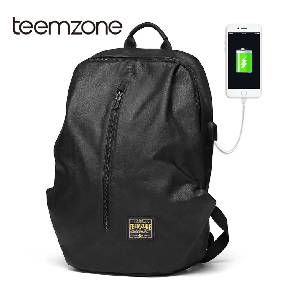 Teemzone New Men's Backpack With USB Charging Waterproof Anti-Theft Backpack For Teenager School Bag Men Laptop Backpack T8018 temena fashion men usb charging function laptop backpacks school bag waterproof anti theft backpack for male teenager bagscbp343
