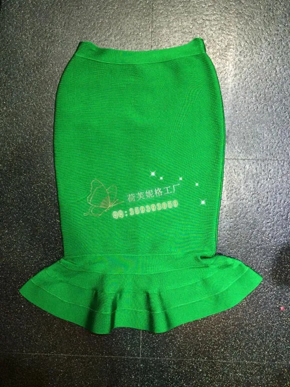 Новая юбка-карандаш, различные цвета, тянущаяся трикотажная облегающая юбка в виде рыбьего хвоста, бандажная юбка - Цвет: Зеленый
