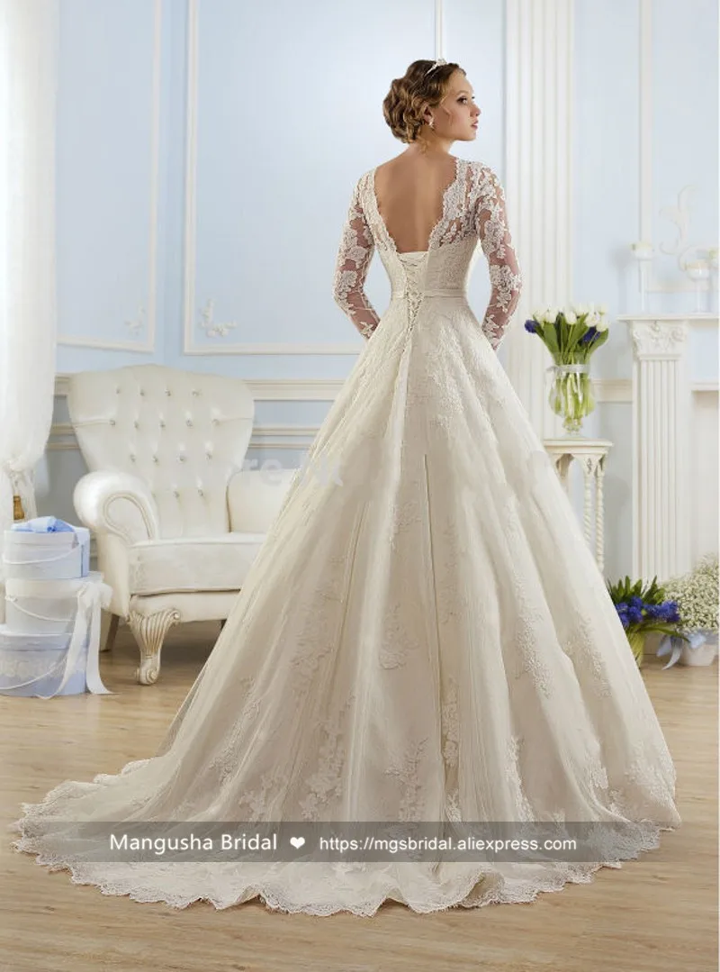 2016 Новый Приход Свадебное Платье Бальное платье Длиной до пола С Длинным Рукавом