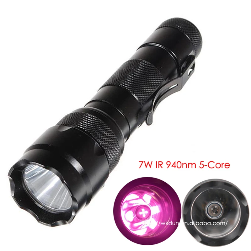

WF-502B 7w IR 940nm infrared flashlight 850nm 5core led 1mode smo reflector hunting torch lamp use 1 x 18650