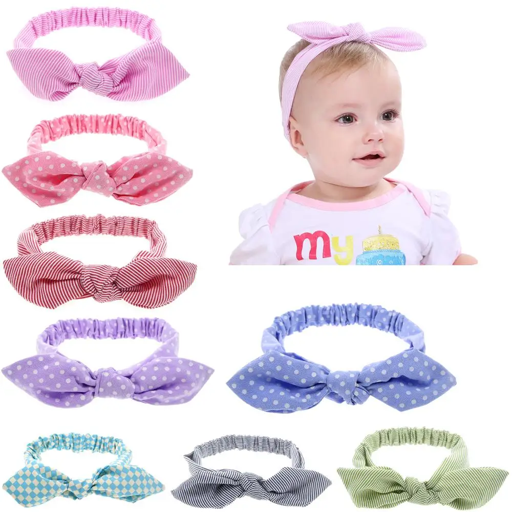 8PCS/Lot Polka Dot Plaids Striped Headband Hairbands Bulk for Baby Girl