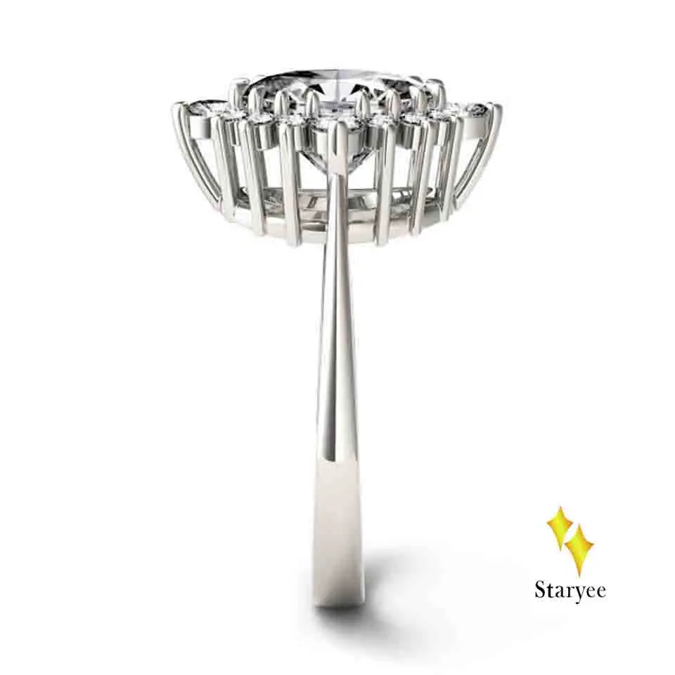 2.1CT с подлинным муассанитом Charles& Colvard бренд Твердые 18 К желтого золота обручальные Алмазный Муассанит Halo Кольца для женщин