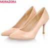 MORAZORA Big Size 34-46 2022 New Fashion high heels women pumps thin heel classic white red nude beige sexy ladies wedding shoes ► Photo 1/6