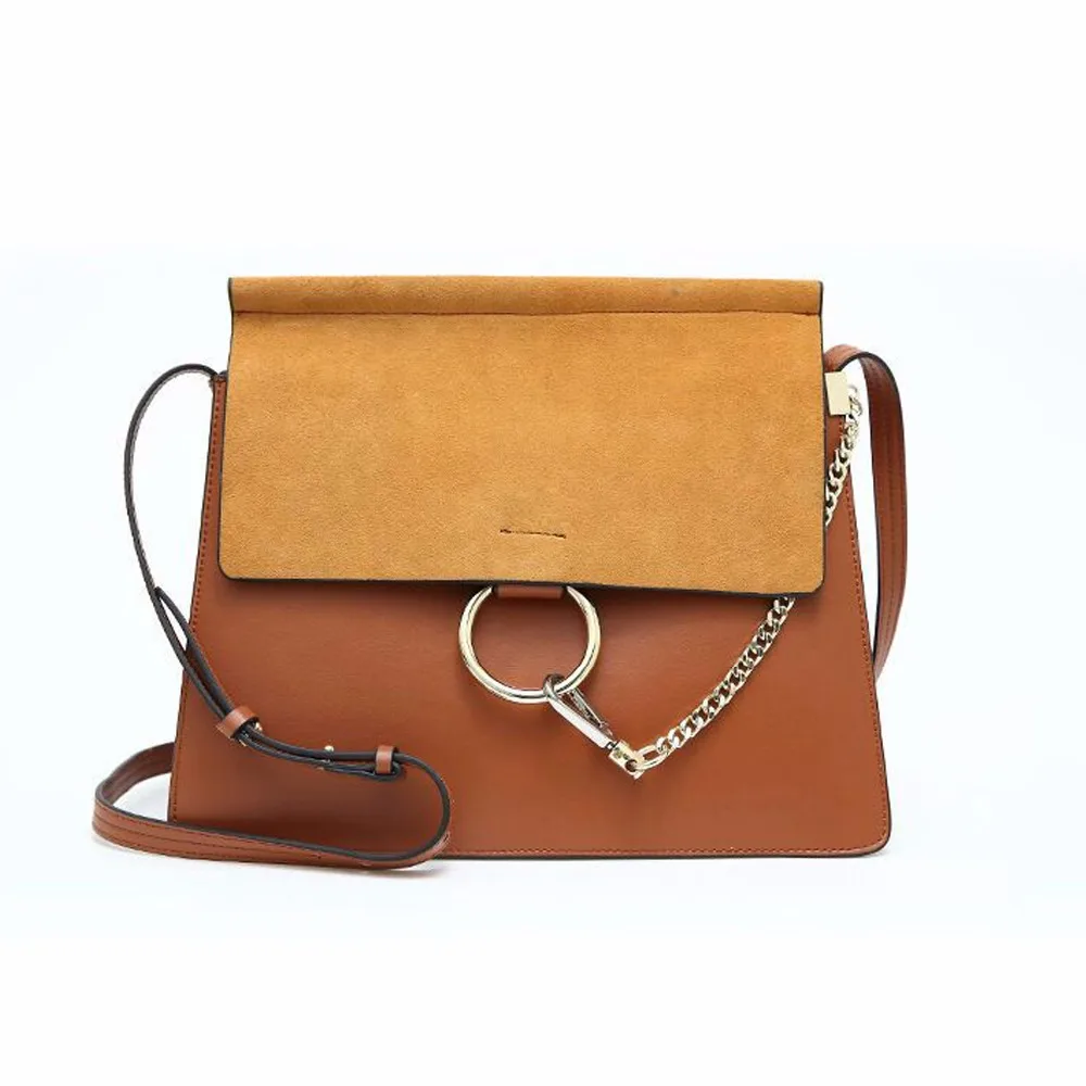 

New Brand Retro S M L Size Crossbody Bag Genuine Cow Leather Women Shoulder Bag Women Messenger Bag Chain Ring Female Bag 907