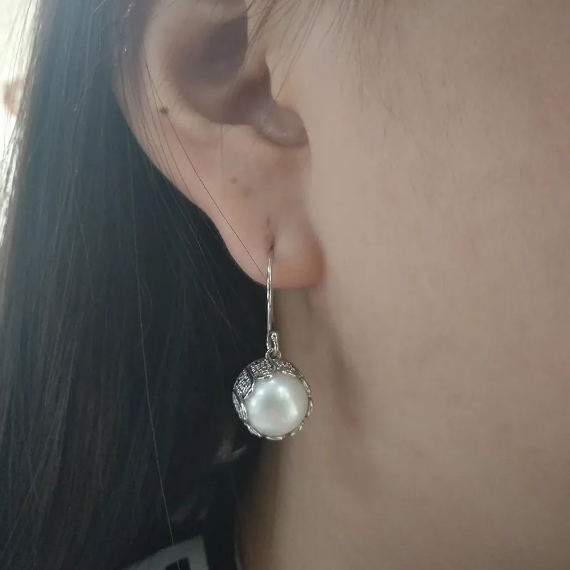 New Personality Crystal Earrings Quality Wild Rhinestones Freshwater Pearl Drop For Women 925 Sterling Silver Earring | Украшения и
