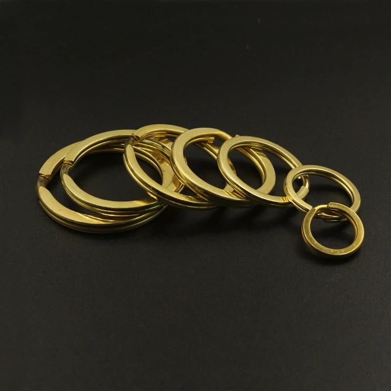 Metal keyring Metal keyring clasp Snap hook keychain rings Key fob keychain Solid Brass Split Rings Double Loop Keyring 15-38mm bag hook Connector Keychain Keys Holder DIY Leather Craft hardware