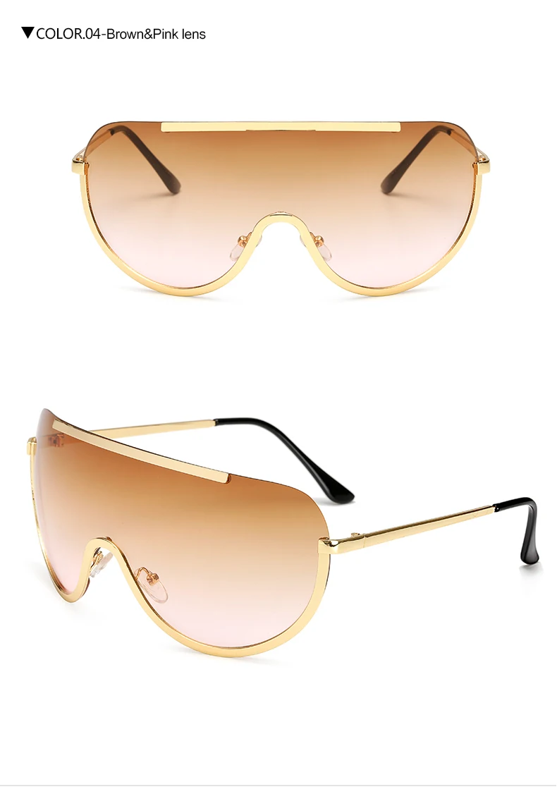 Унисекс цельные солнцезащитные очки для женщин новейший бренд дизайнер Суперстар солнцезащитные очки UV400 градиентные lunetes De Soleil longkeader - Цвет линз: brown pink lens