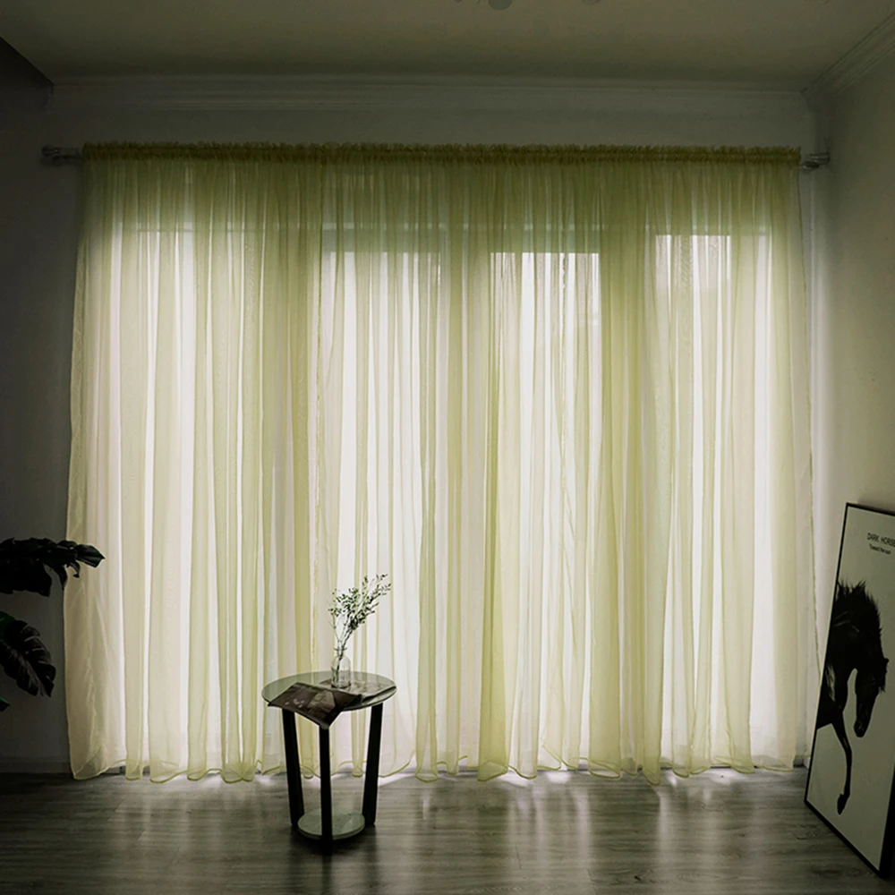 Однотонные прозрачные тюлевые занавески для окна, занавески для гостиной, занавески с драпировкой, занавески для спальни - Цвет: R