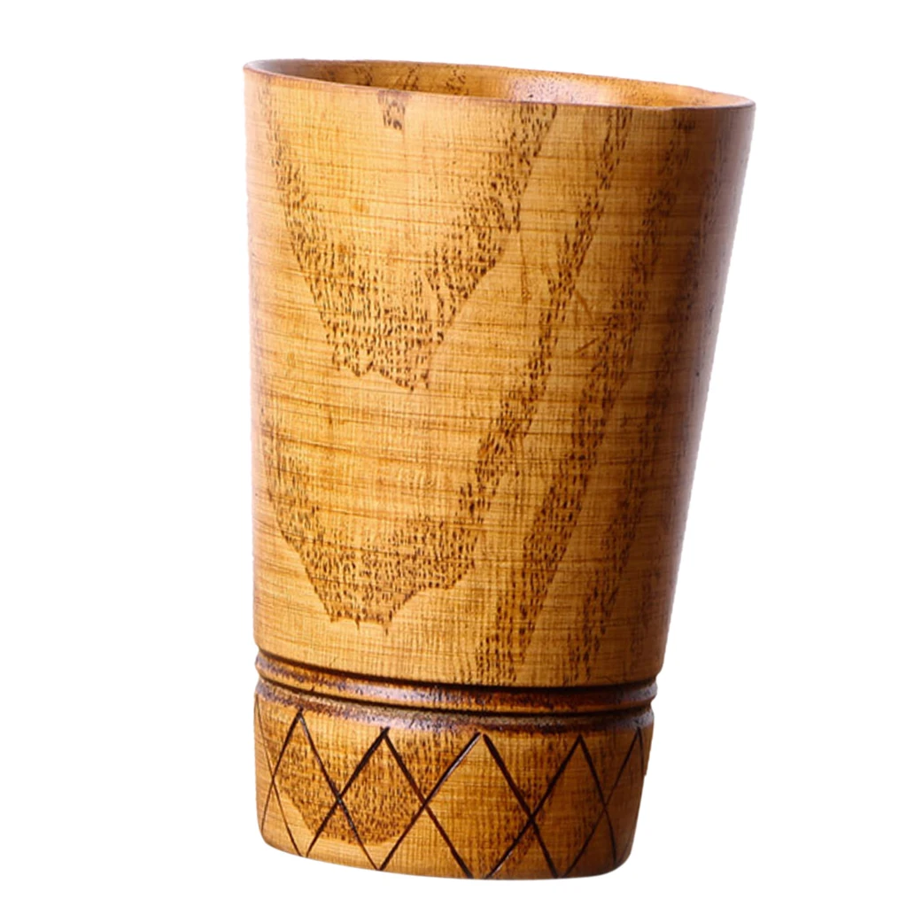 11.5cm Wooden Mug Beer Dringking Cup Handcrafted Groomsmen Wedding Party Favor Vintage Handmade Drinkware Mugs   -Brown